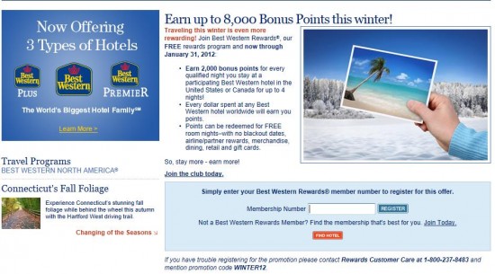 a screenshot of a hotel rewards program