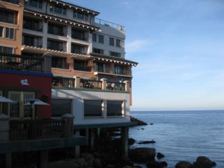 a building next to the water