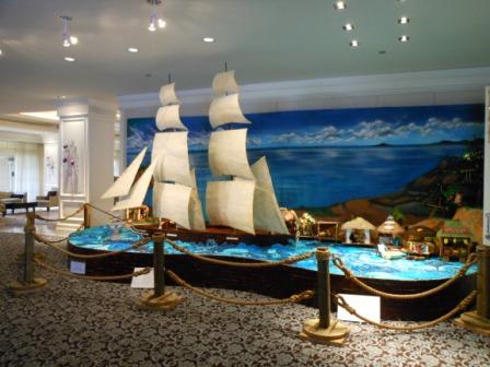 a model of a ship in a museum