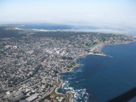 aerial view of a city and the ocean