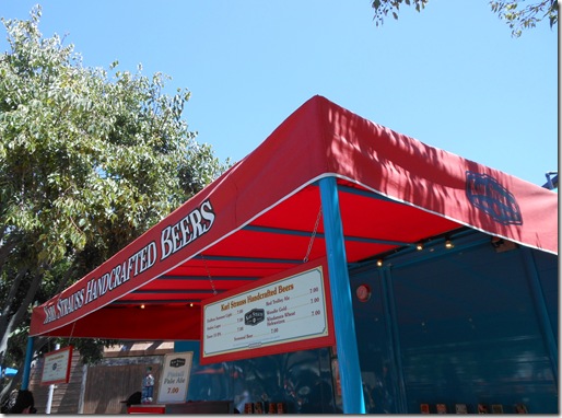 a red awning with white text