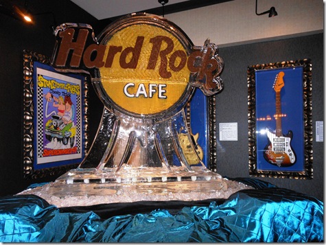 a hard rock cafe ice sculpture