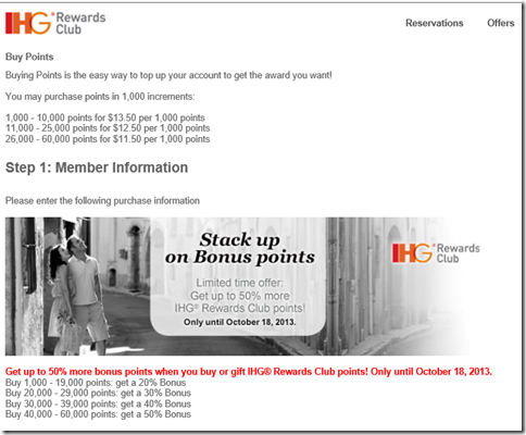 IHG buy points sale 9-13