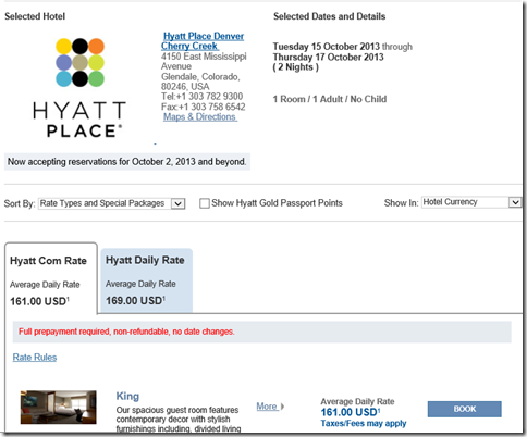 Hyatt 161 rate