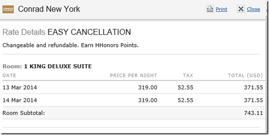 Conrad NY room tax