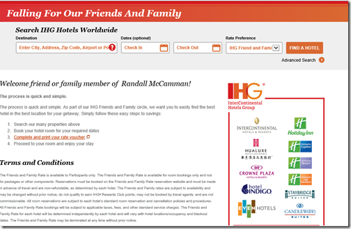 IHG Friends Family Rate Loyalty Traveler