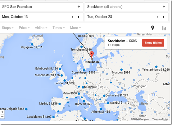 Google Flight Maps Stockholm