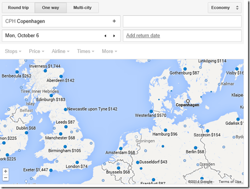 Google flight map CPH-2
