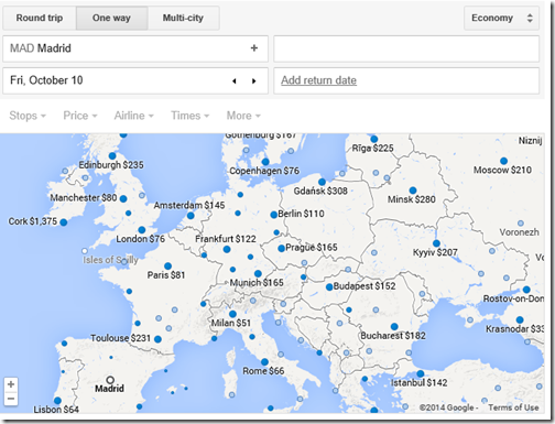 MAD Google flight maps