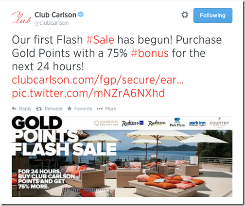 Club Carlson Twitter flash sale