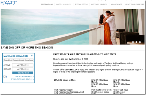 Hyatt summer 2014 sale