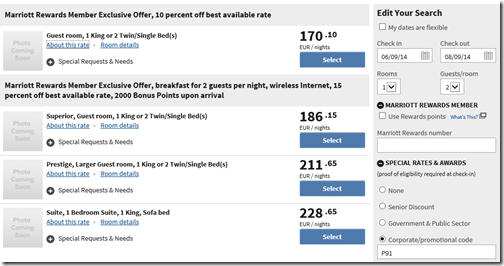 AC Paris room rates