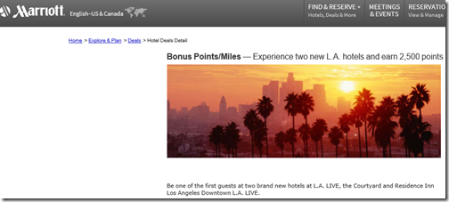 Marriott LA Live bonus points