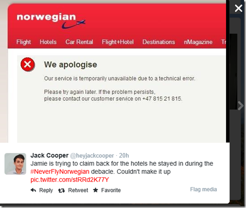 Norwegian customer service tweet