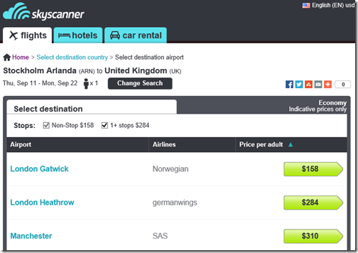 Skyscanner ARN-LGW