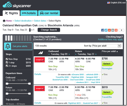 Skyscanner OAK-ARN-766