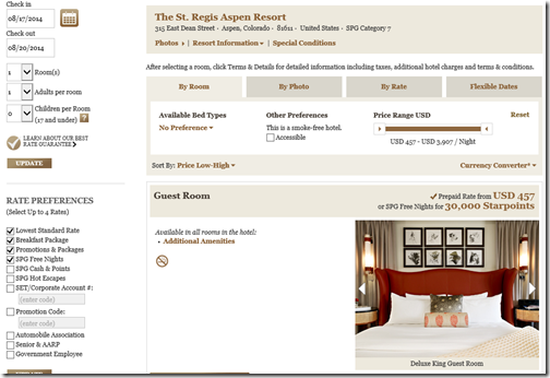 St Regis Aspen rates