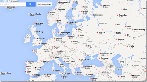 Google flights SFO-Europe Oct 15