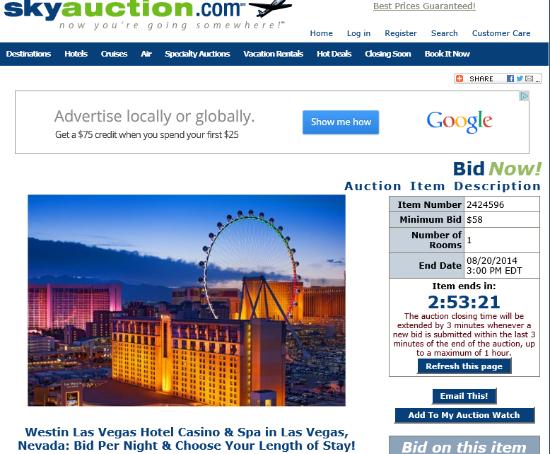 skyauction cruises