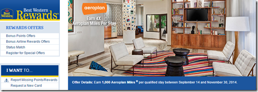 Best Western Aeroplan Sep-15-to-nov-30-2014