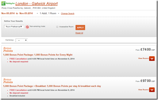 IHG LGW HI BPB rates