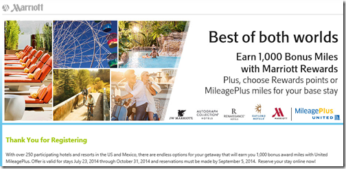 Marriott points and United miles 2014