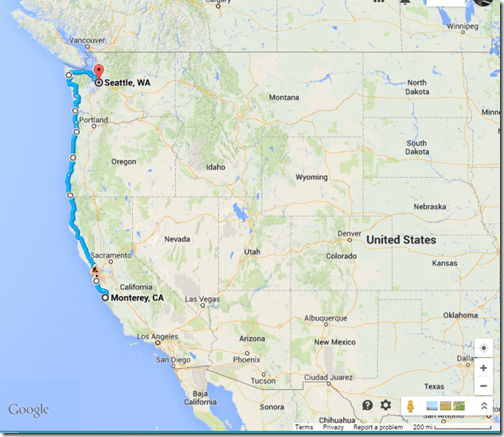 google maps SEA-MRY coast