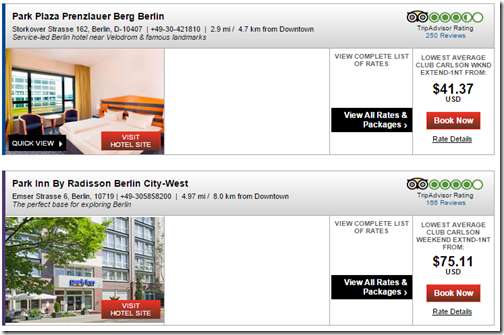 Club Carlson Berlin 2for1 deals