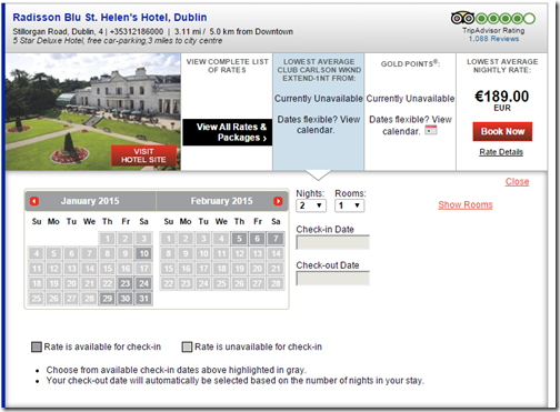 Club Carlson Dublin St helens 2-for-1