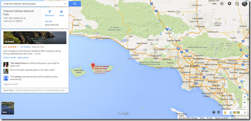 Google Maps Channel Islands National Park