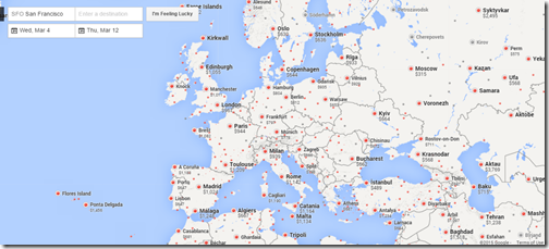 Google Flights SFO-Europe