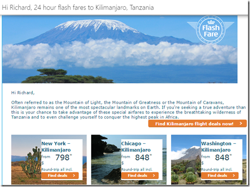 KLM Kilimanjaro Flash Sale