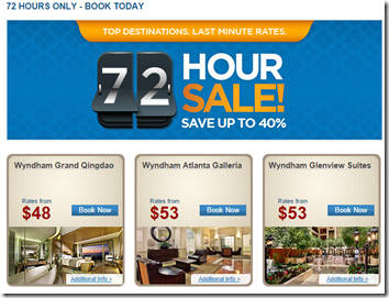 Wyndham 72 hour sale