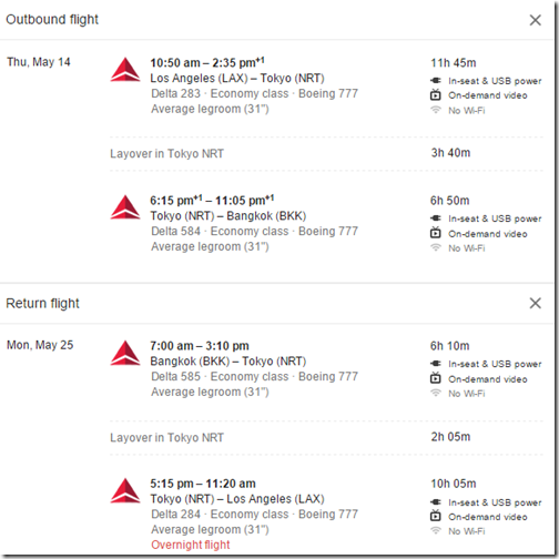 LAX-BKK Delta $787