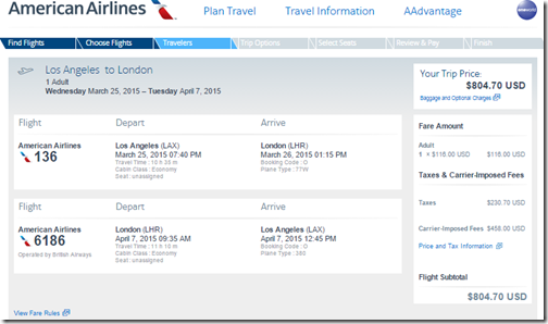 LAX-LHR AA $805 3-25-4-7-2015