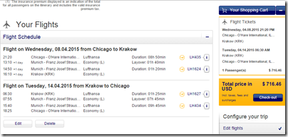 ORD-KRK LH $717 April