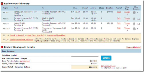 YVR-MAD $680 Air Canada