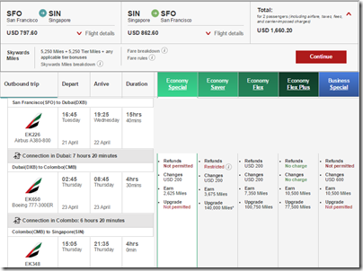 Emirates $1660 SFO-SIN Apri15