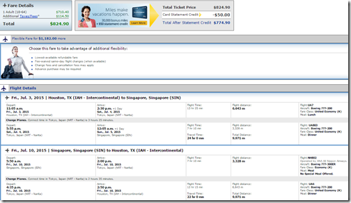 IAH-SIN United $825 Jul3-10