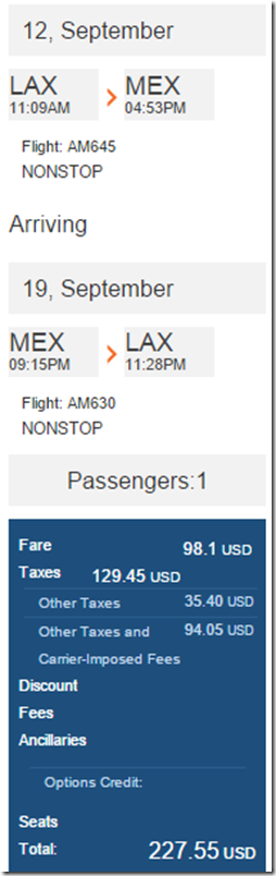 LAX-MEX $228 Aeromexico April-Dec