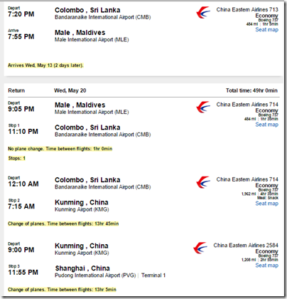 LAX-MLE China Eastern $974 may-2