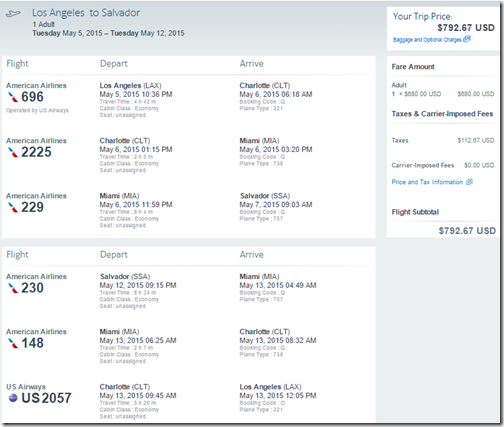 LAX-SSA Salvador Brazil $793