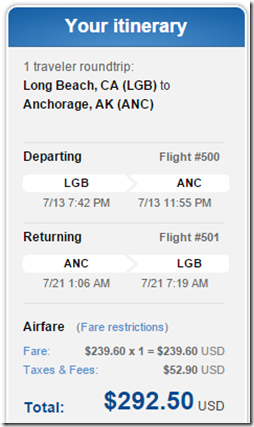 LGB-ANC $293 JetBlue July15