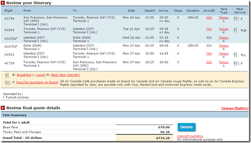 SFO-DOH Air Canada $775