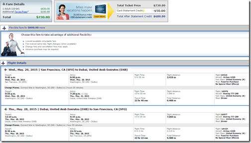 SFO-DXB $731 United May15