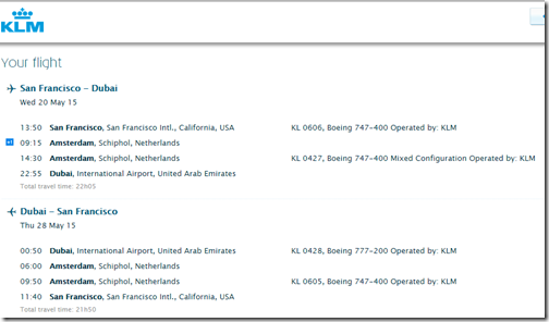 SFO-DXB KLM May15 $760