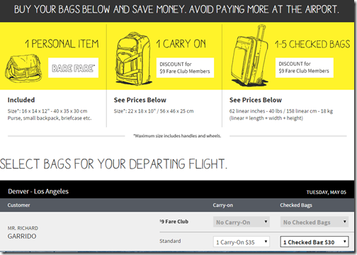 spirit add baggage fee