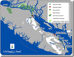 TimberWest map of forest logging lands