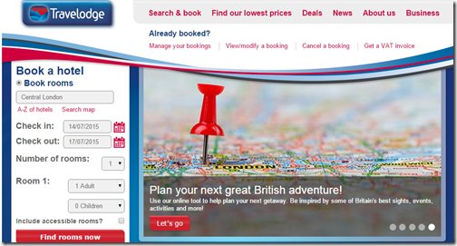 Travelodge UK homepage