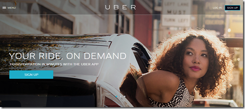 Uber homepage